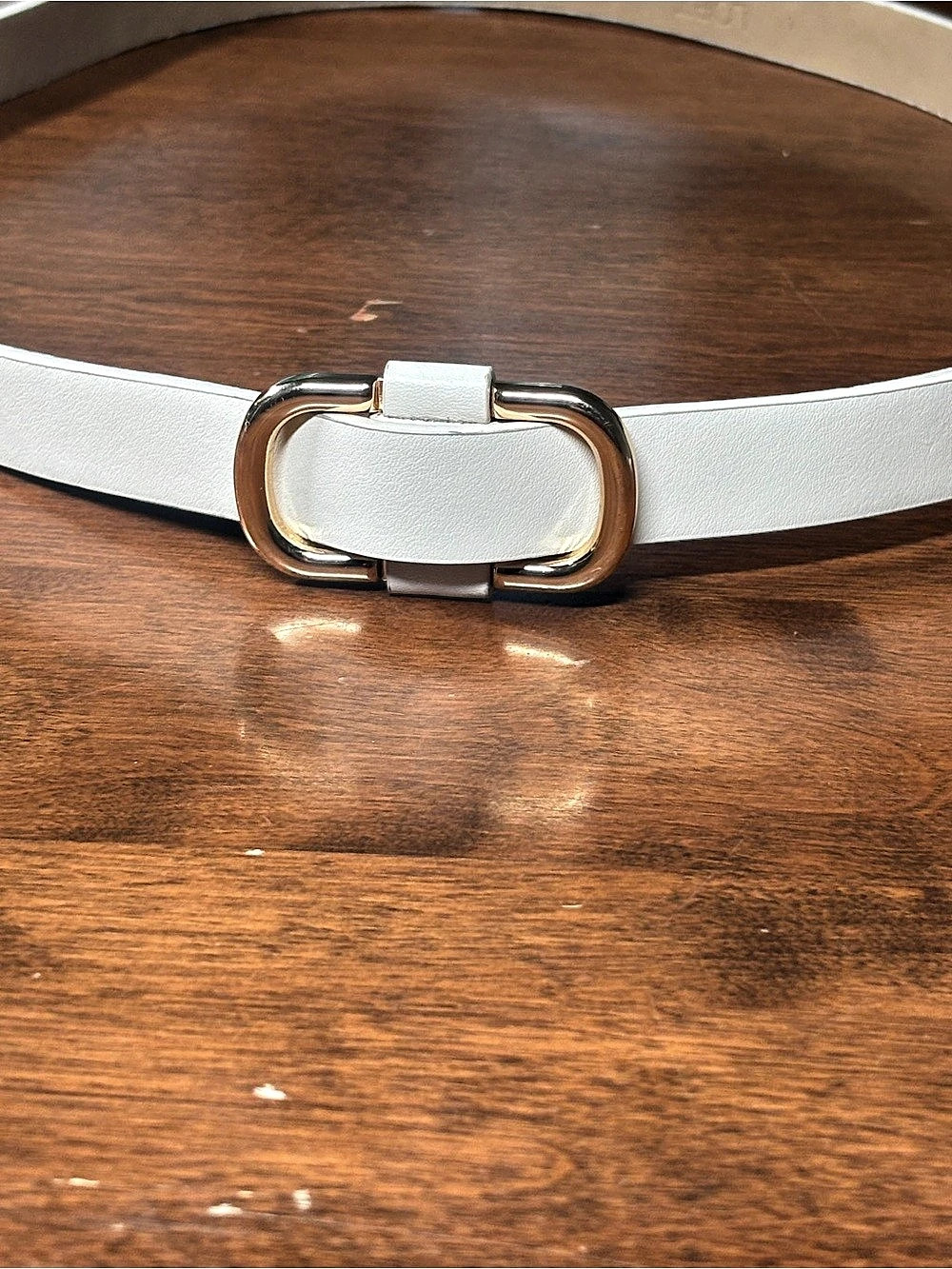 Loft outlet white skinny belt, brushed metal buckle